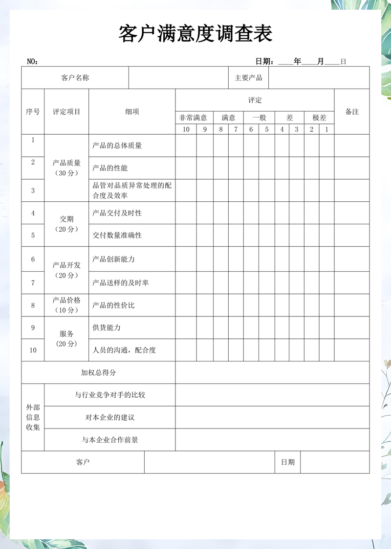 客户满意度调查